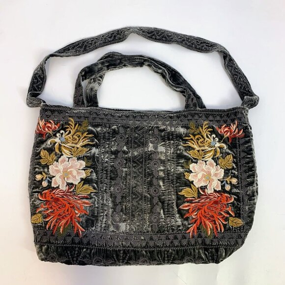 Johnny Was Women's Flores BOHO Embroidered Floral Silk Blend‎ Shoulder Tote Bag - Picture 1 of 15